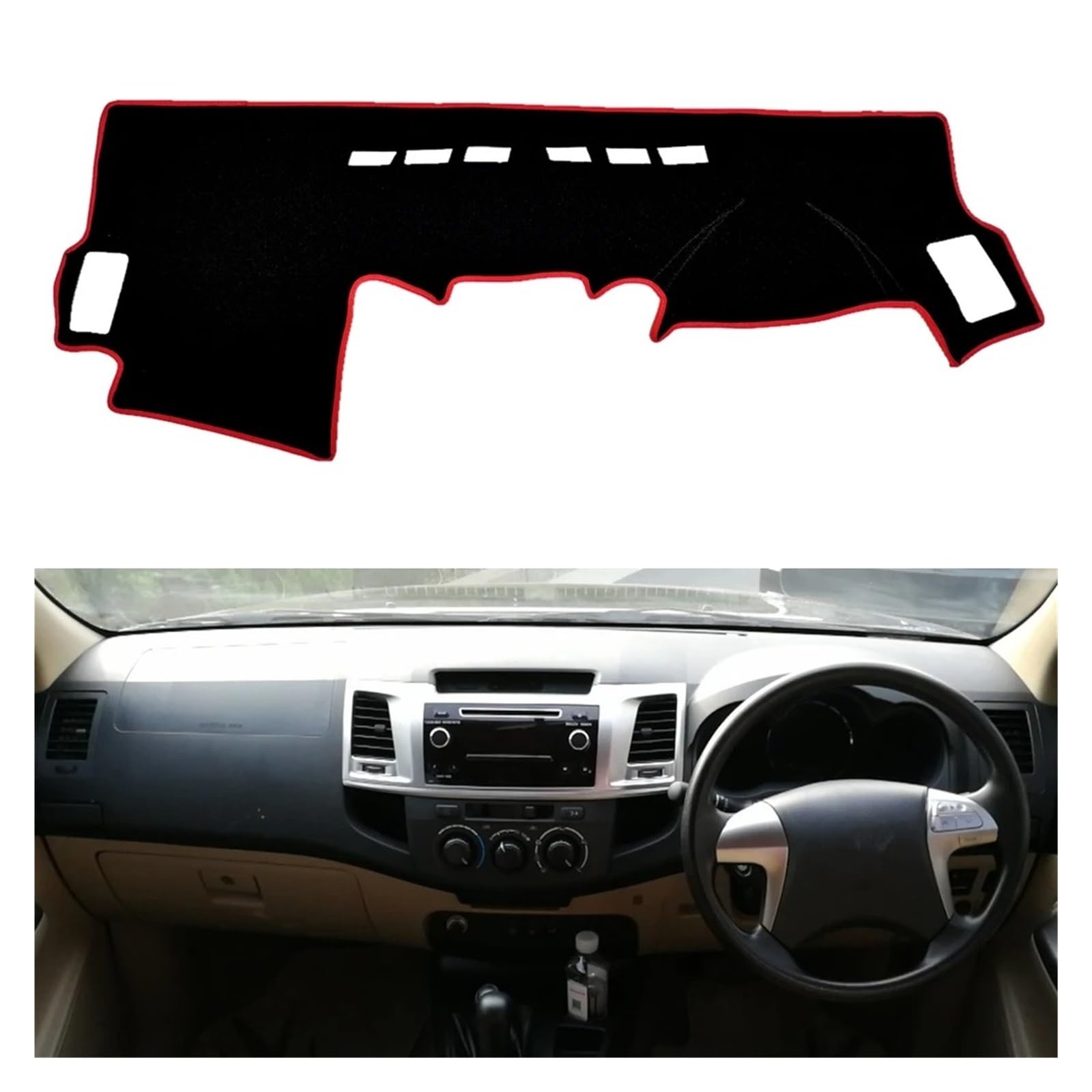 Armaturenbrettabdeckung Matte Für Toyota Für Hilux SW4 Für Fortuner 2005-2015 Auto Dashboard Abdeckung Schützen Matte Pad Dash Sonnenschirm Teppich Zubehör(Right Hand Drive) von YAKISA