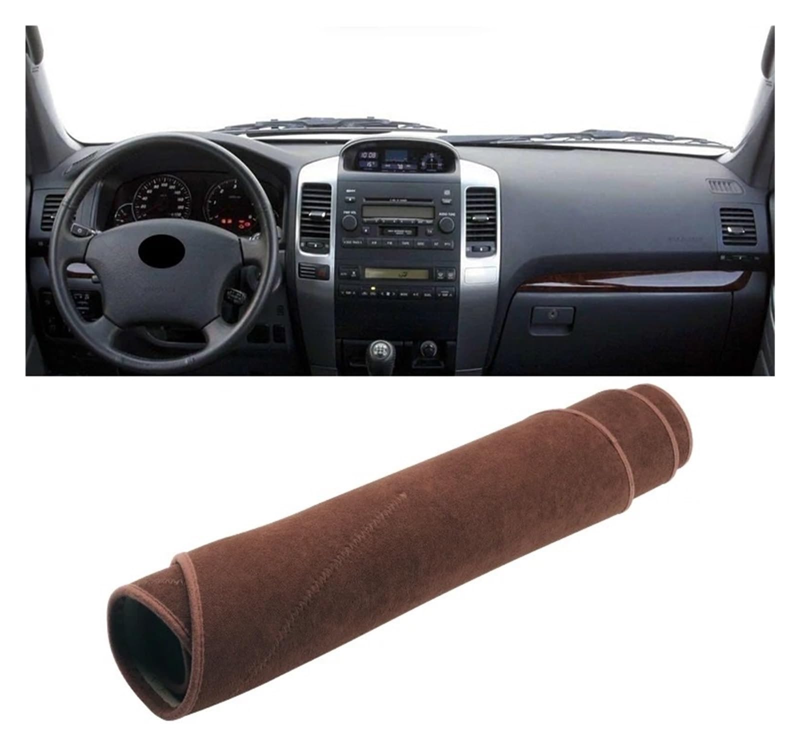 Armaturenbrettabdeckung Matte Für Toyota Für Land Für Cruiser Für Prado 120 J120 2003-2009 Auto Dashboard Abdeckung Sonnenschutz Matten Vermeiden Licht Teppiche(B LHD Brown) von YAKISA