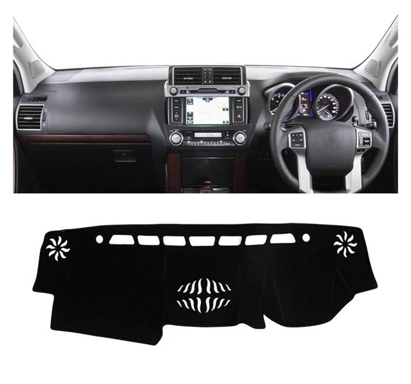 Armaturenbrettabdeckung Matte Für Toyota Für Land Für Cruiser Für Prado J150 LC150 FJ150 2010-2022 Auto Dashboard Abdeckung Sonnenschutz Vermeiden Licht Matte Pad Teppiche(A RHD Black Side) von YAKISA