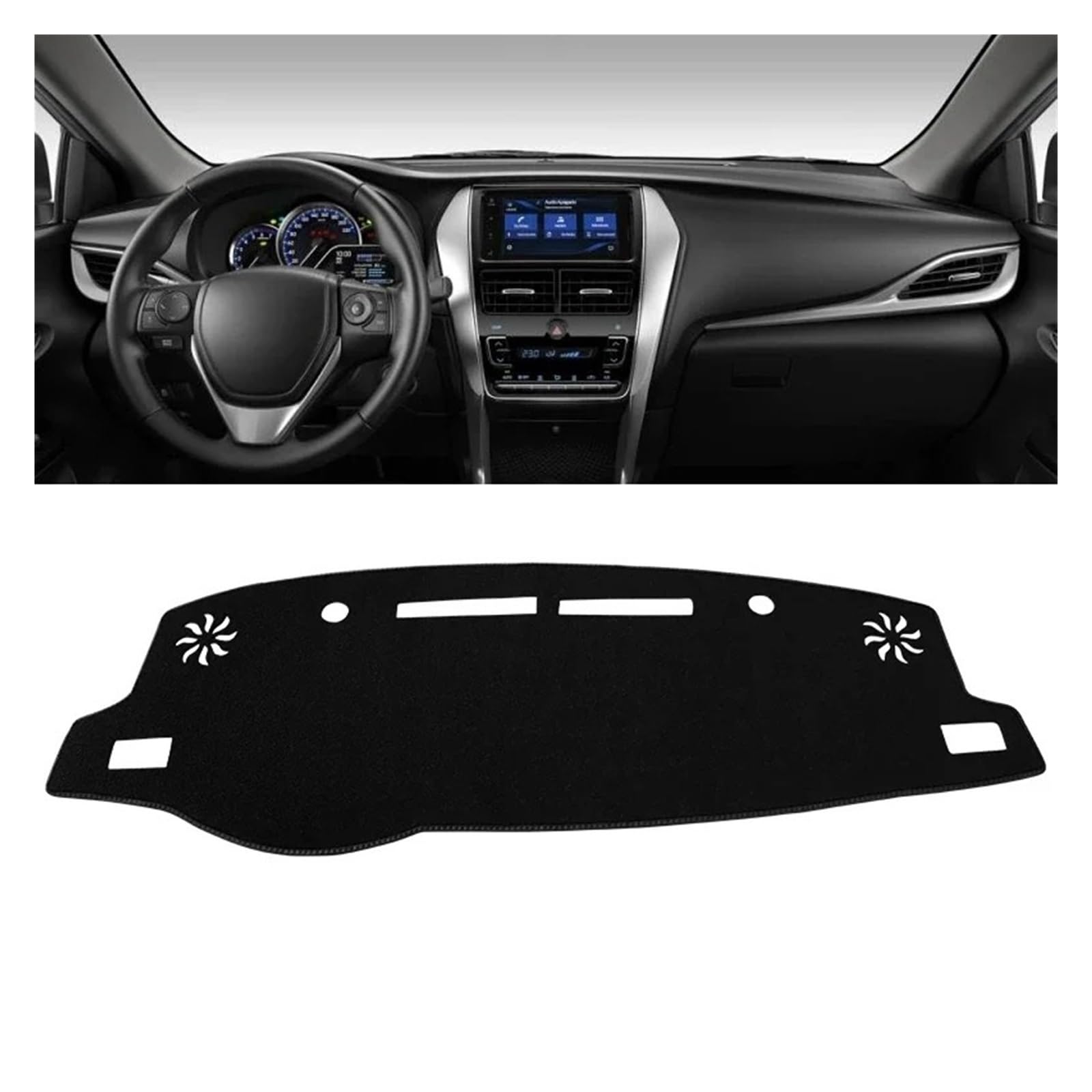 Armaturenbrettabdeckung Matte Für Toyota Für Vios 2019 2020 2021 2022 2023 Auto Dashboard Abdeckung Dash Matte Sonnenschutz Nicht-Slip Pad Zubehör(A LHD Black Side) von YAKISA