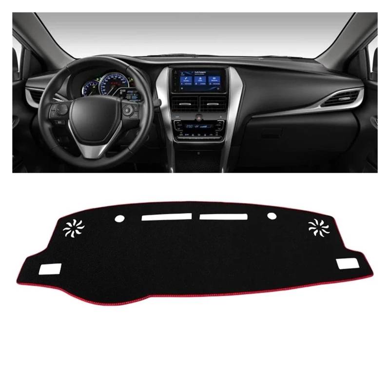 Armaturenbrettabdeckung Matte Für Toyota Für Vios 2019 2020 2021 2022 2023 Auto Dashboard Abdeckung Dash Matte Sonnenschutz Nicht-Slip Pad Zubehör(A LHD Red Side) von YAKISA