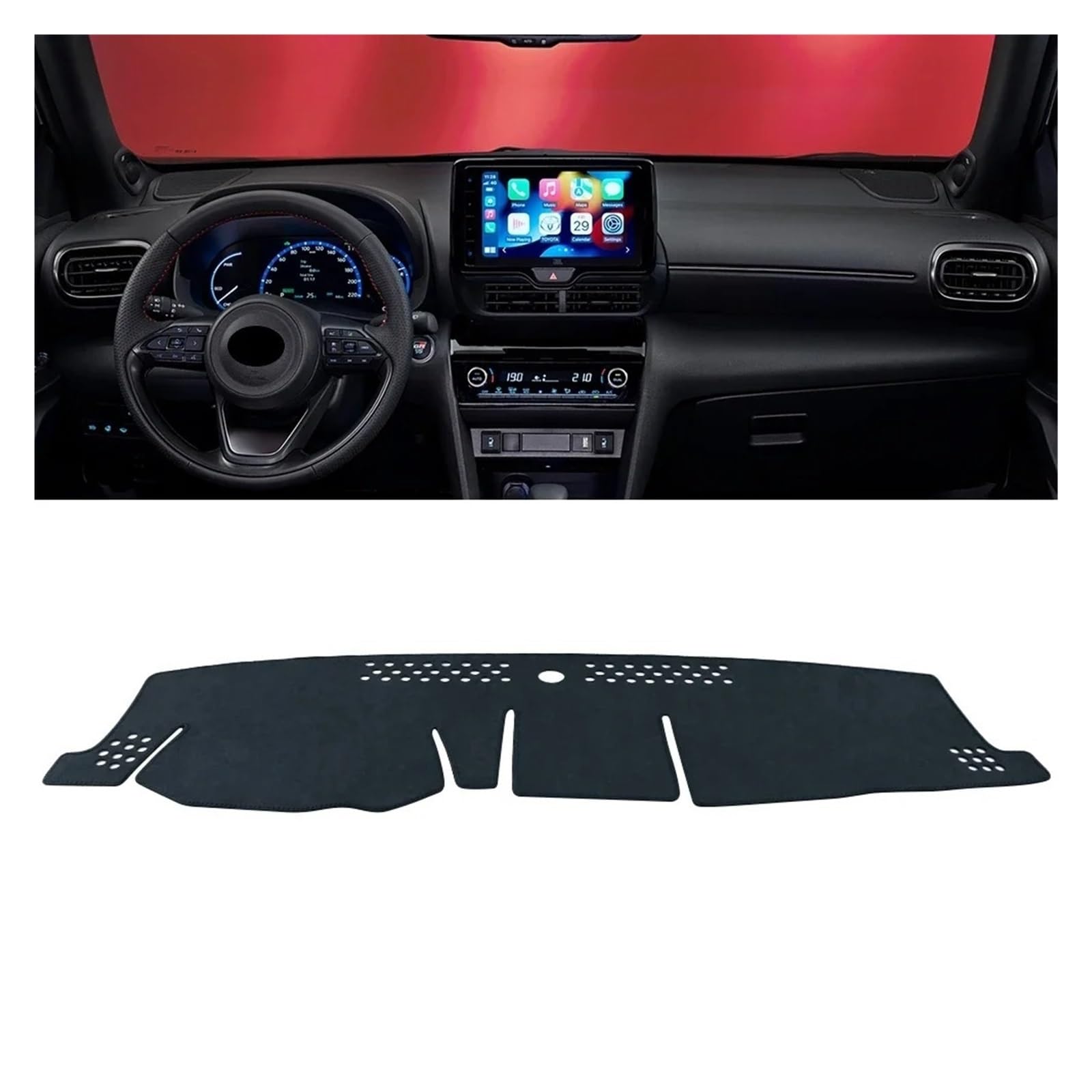 Armaturenbrettabdeckung Matte Für Toyota Für Yaris Für Cross XP210 2020 2021 2022 2023 2024 Auto Dashboard Abdeckung Dash Matte Sonnenschutz Nicht-Slip Pad Zubehör(LHD Black) von YAKISA