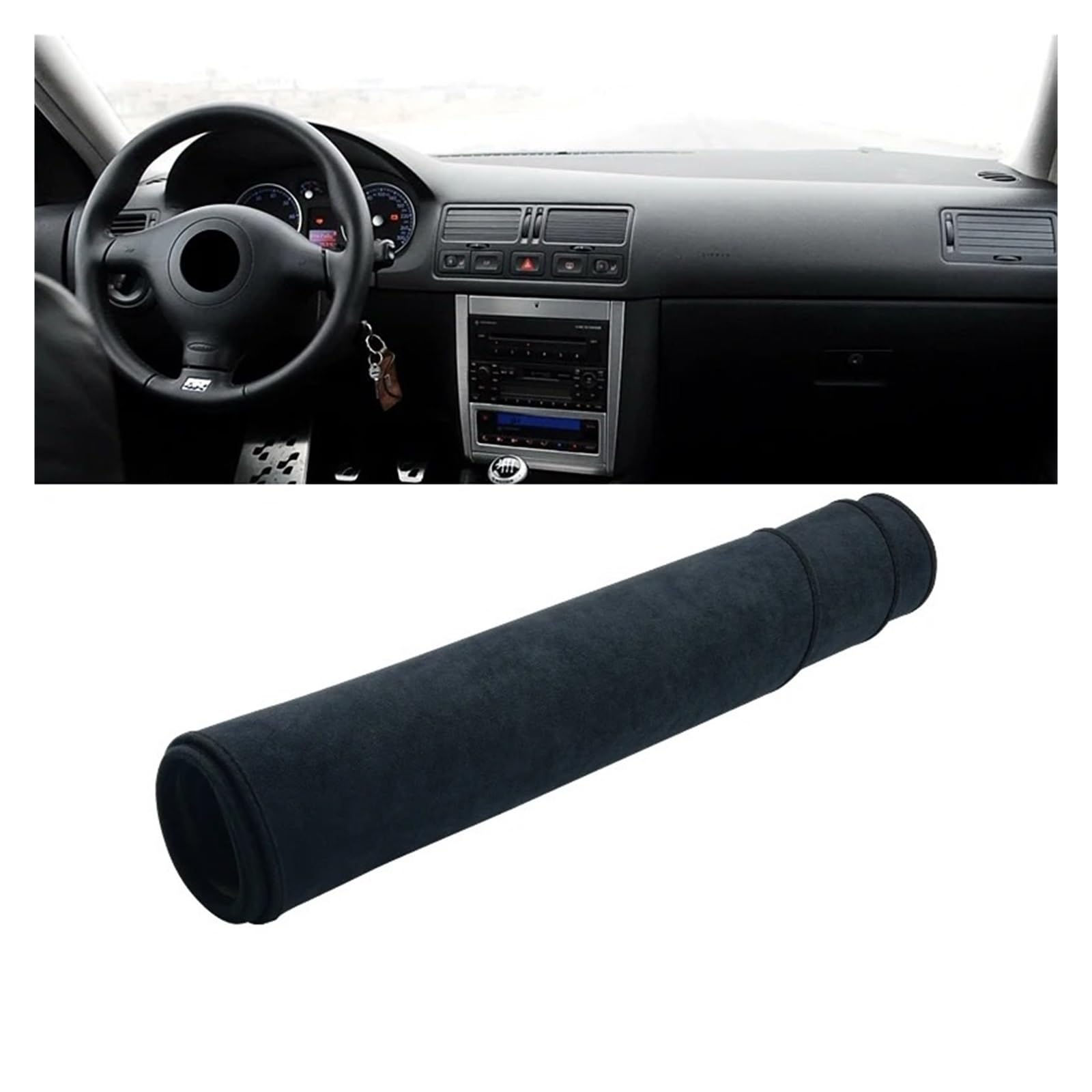 Armaturenbrettabdeckung Matte Für VW Für Golf 4 MK4 1997 1998 1999 2000 2001 2002 2003 Auto Dashboard Matte Sonnenschutz Instrument Schreibtisch Abdeckung Zubehör(B Black) von YAKISA