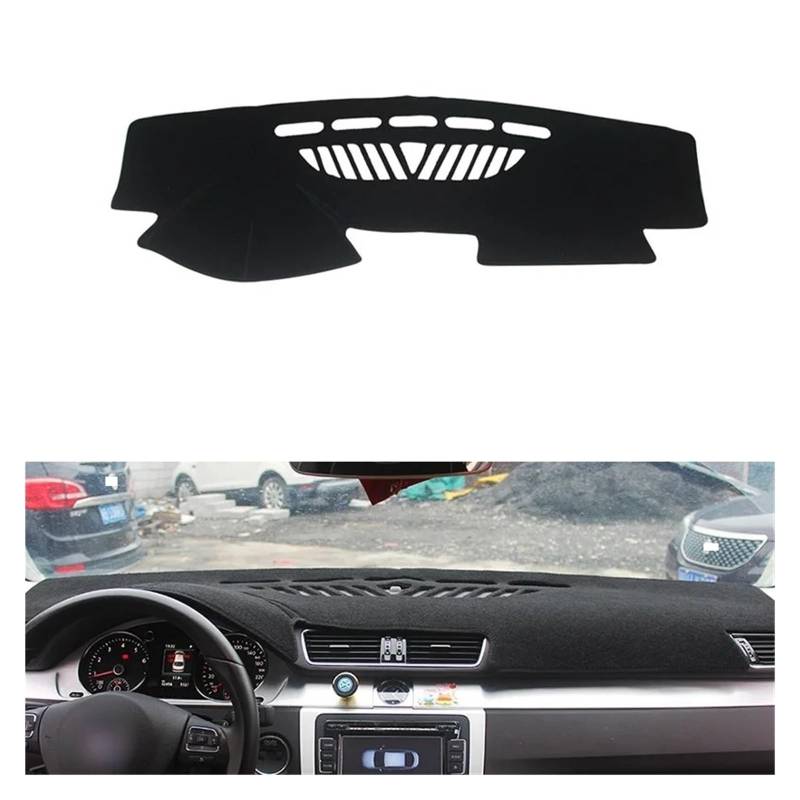 Armaturenbrettabdeckung Matte Für VW Für Passat B6 B7 CC 2006-2017 LHD Auto Dashboard Licht Instrument Plattform Schreibtisch Abdeckung Matte Teppiche(Black Side) von YAKISA