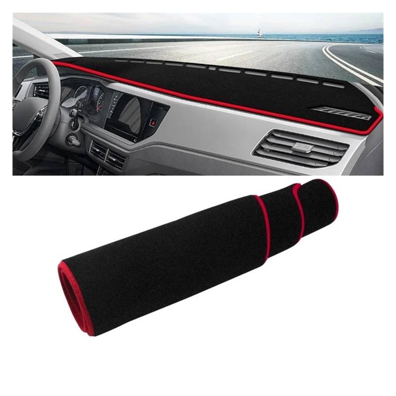 Armaturenbrettabdeckung Matte Für VW Für Polo AW AW1 MK6 2017 2018 2019 2020 2021 2022 Auto Dashboard Abdeckung Dash Sonnenschutz Matte Anti-rutsch-Pad(A Red Side LHD) von YAKISA