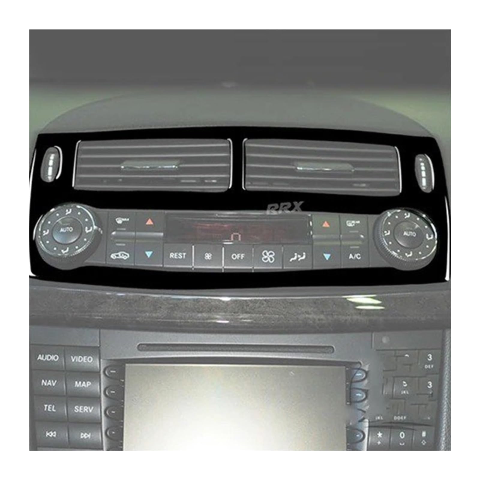 Für Benz Für E-Klasse W211 2003-2009 Klavier Schwarz Zentrale Steuerung Klimaanlage Outlet Scheinwerfer Schalter Panel Trim Aufkleber Auto Zentrale Steuerung Trim Aufkleber(Air Outlet B) von YAKISA