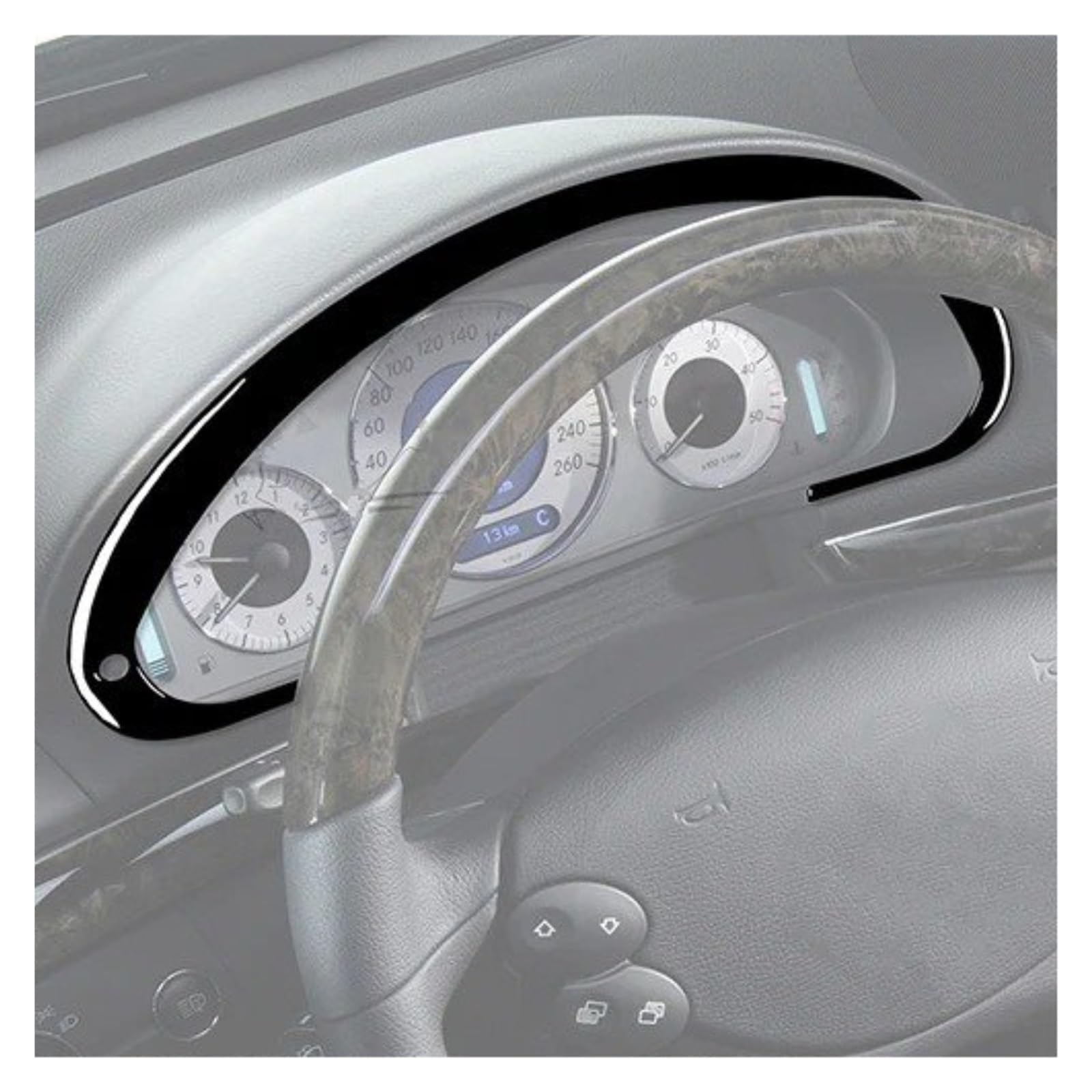 Für Benz Für E-Klasse W211 2003-2009 Klavier Schwarz Zentrale Steuerung Klimaanlage Outlet Scheinwerfer Schalter Panel Trim Aufkleber Auto Zentrale Steuerung Trim Aufkleber(Speedometer) von YAKISA