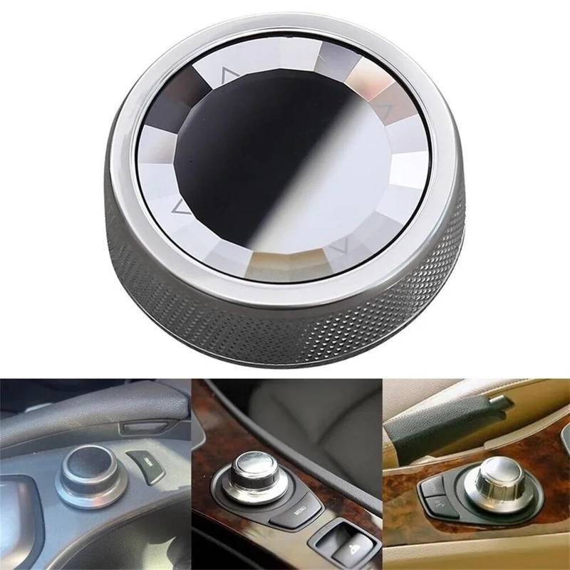 Für E60 E61 E70 E71 E72 E66 5 Serie Für X5 Für X6 Kristall IDrive Multimedia-Taste Knopf Abdeckung Center Control Tasten Schalter Knopf Auto Zentrale Steuerung Trim Aufkleber(Silver) von YAKISA