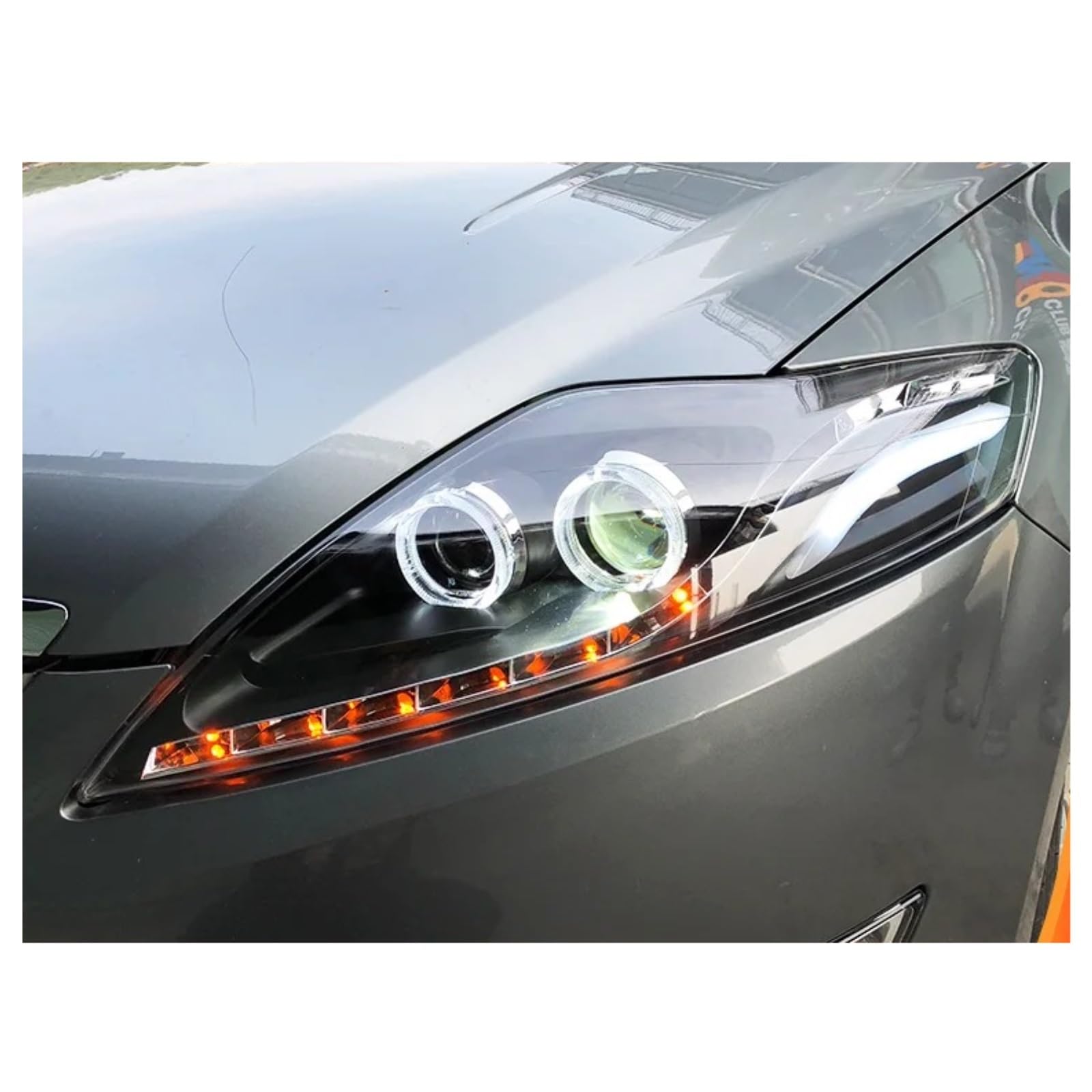 Für Ford Für Mondeo 2007-2012 Scheinwerfer Für Ford Für Fusion Kopf Lampe DRL H7 D2H Engel Auge Bi Xenon Strahl Dynamische Blinker Scheinwerferglas Gehäuse Streuscheibe(Headlight LED) von YAKISA