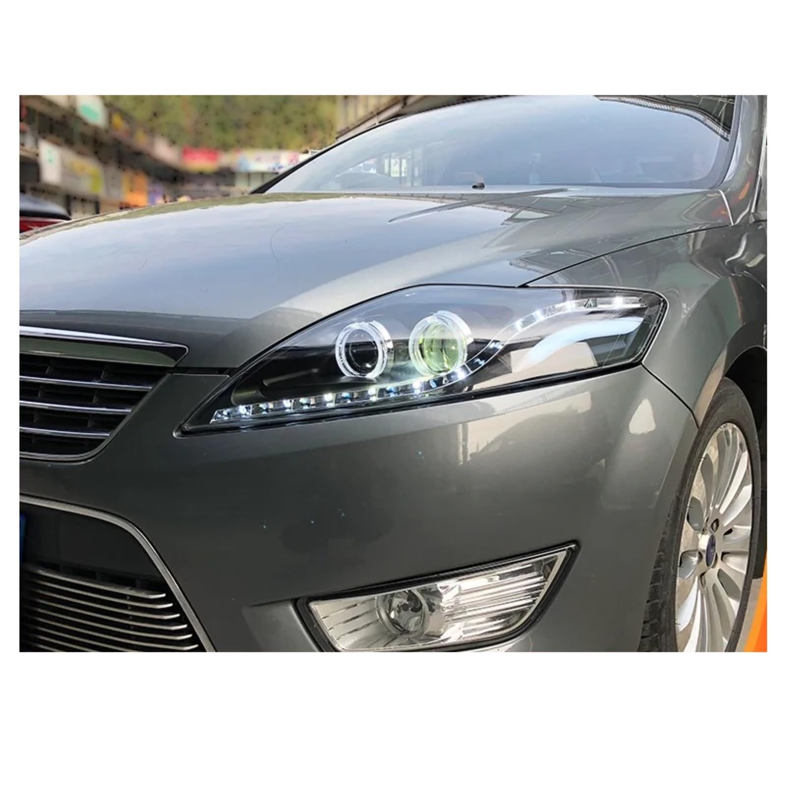 Für Ford Für Mondeo 2007-2012 Scheinwerfer Für Ford Für Fusion Kopf Lampe DRL H7 D2H Engel Auge Bi Xenon Strahl Dynamische Blinker Scheinwerferglas Gehäuse Streuscheibe(Headlight Xenon) von YAKISA