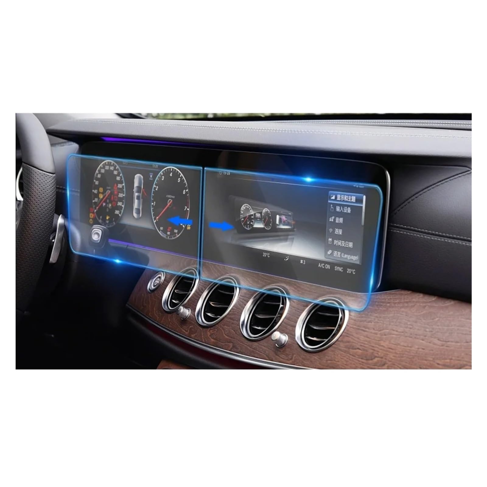 Für Für Benz E Für Klasse W212 W213 E200 E220 Auto GPS Navigation LCD Bildschirm Gehärtetem Glas Schutz Film Anti Scratch Navigation Schutzfolie Aus Gehärtetem Glas(350x146 2PCS 12.3in) von YAKISA