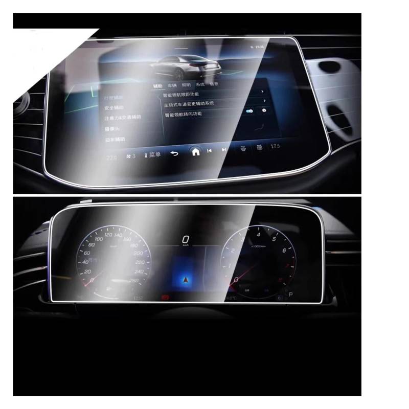 Für Für Benz Für E-Klasse 2024 Auto GPS Navigation Center Touch Und Dashboard Gehärtetem Glas Displayschutzfolie Navigation Schutzfolie Aus Gehärtetem Glas(Dashboard and GPS) von YAKISA