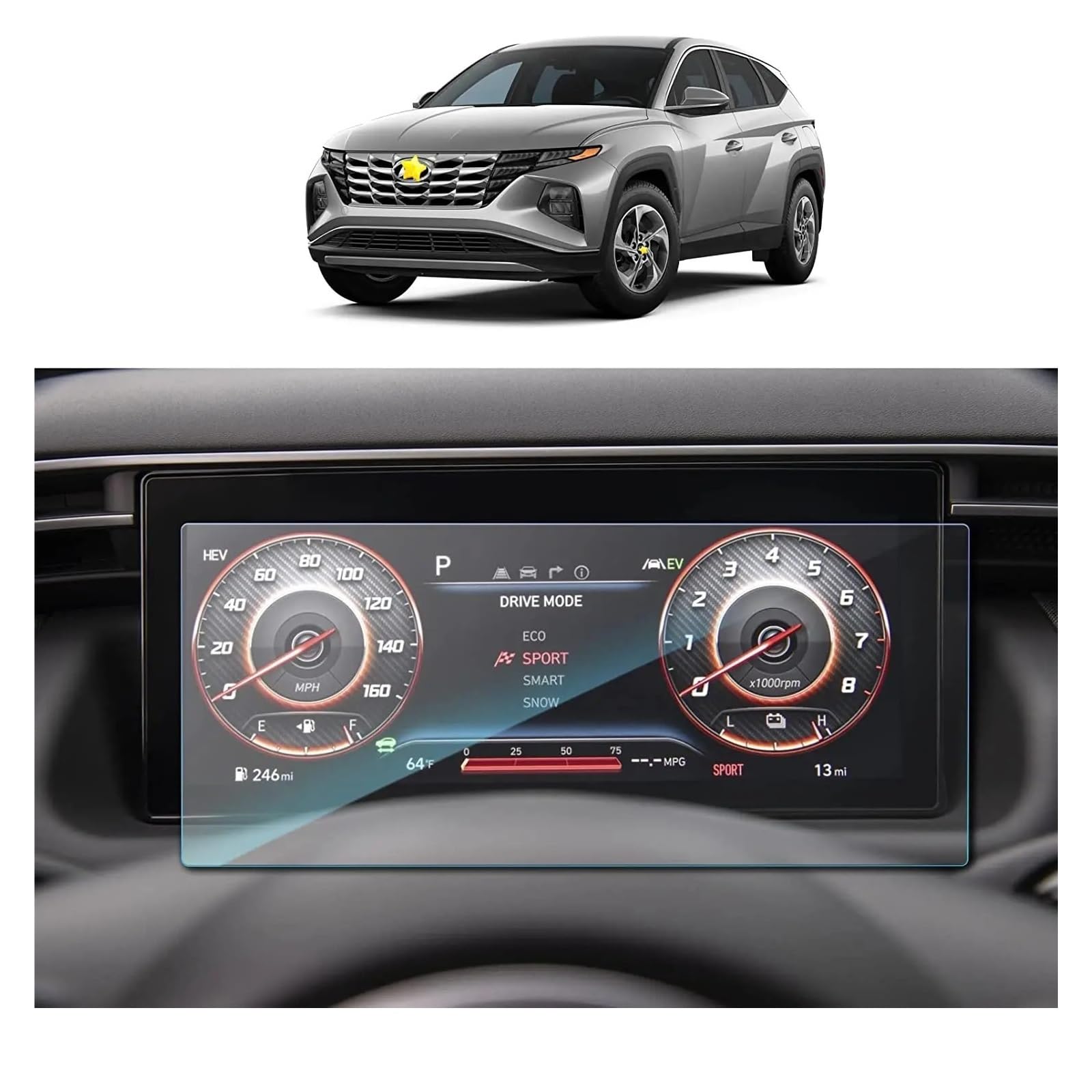 Für Hyundai Für Tucson NX4 2022 2023 10,25 Zoll Auto LCD Navigation Gehärtetem Glas Touchscreen Schutz Film Navigation Schutzfolie Aus Gehärtetem Glas von YAKISA