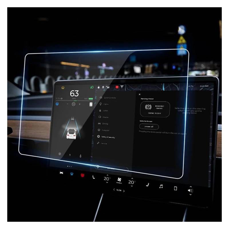 Für Tesla Für Model3 Für Modell YXS 2PACK Glasschutz Center Control Navigation Displayschutzfolie Armaturenbrett Touchscreen Film Navigation Schutzfolie Aus Gehärtetem Glas(Model Y) von YAKISA