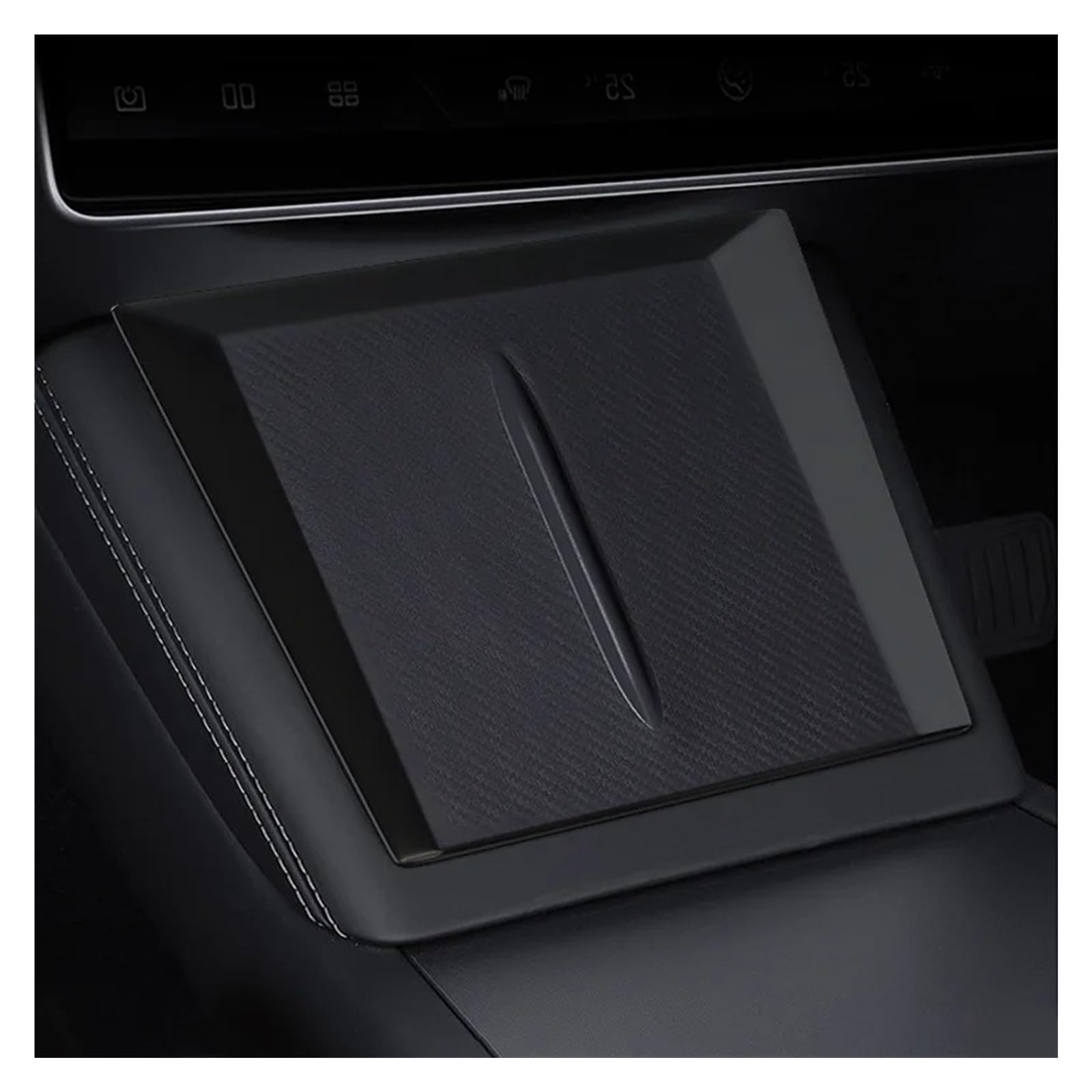 Für Tesla Für Modell 3 2024 Für Highland Drahtlose Lade Silikon Pad Center Control Lagerung Box Armlehne Box Unten Nicht-Slip Matte Auto Zentrale Steuerung Trim Aufkleber(Black) von YAKISA