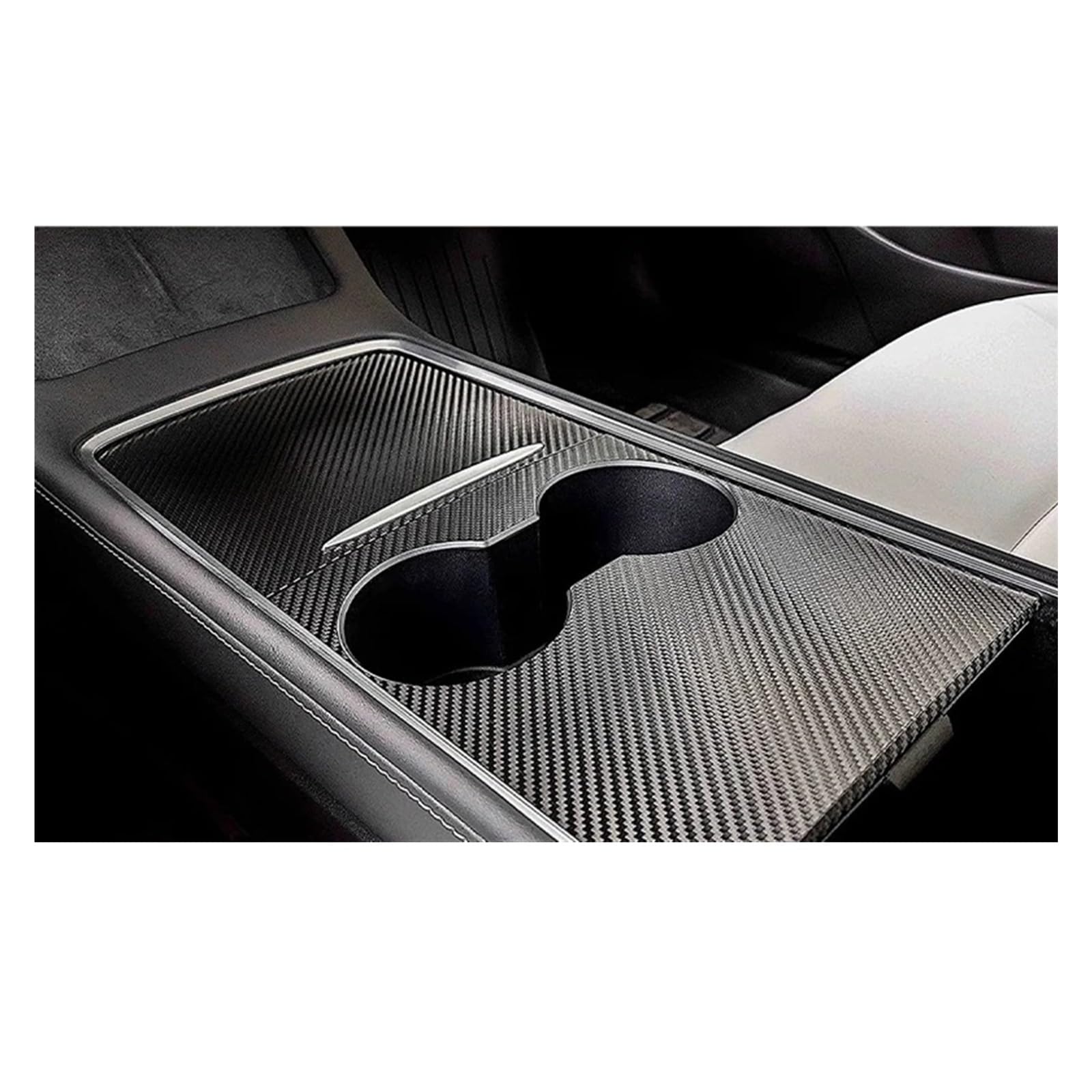 Für Tesla Für Modell Y Für Modell 3 Glänzend ABS Carbon Faser Muster Center Console Dashboard Abdeckung Türschloss Schalter Trim Anzug Kit Auto Zentrale Steuerung Trim Aufkleber(Center Console Cover) von YAKISA