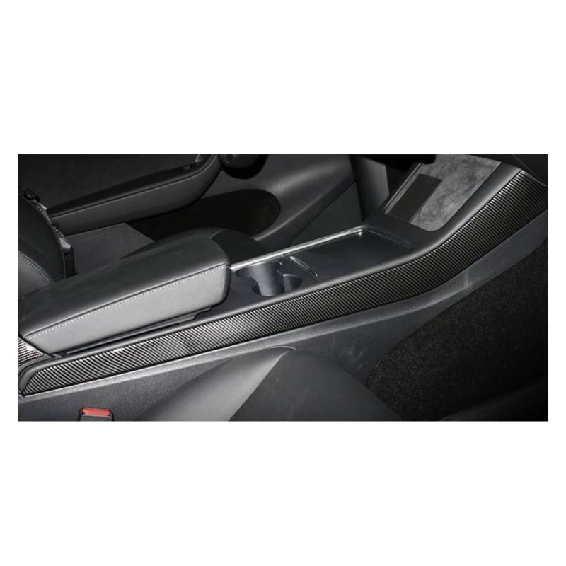 Für Tesla Für Modell Y Für Modell 3 Glänzend ABS Carbon Faser Muster Center Console Dashboard Abdeckung Türschloss Schalter Trim Anzug Kit Auto Zentrale Steuerung Trim Aufkleber(Console Side Cover) von YAKISA