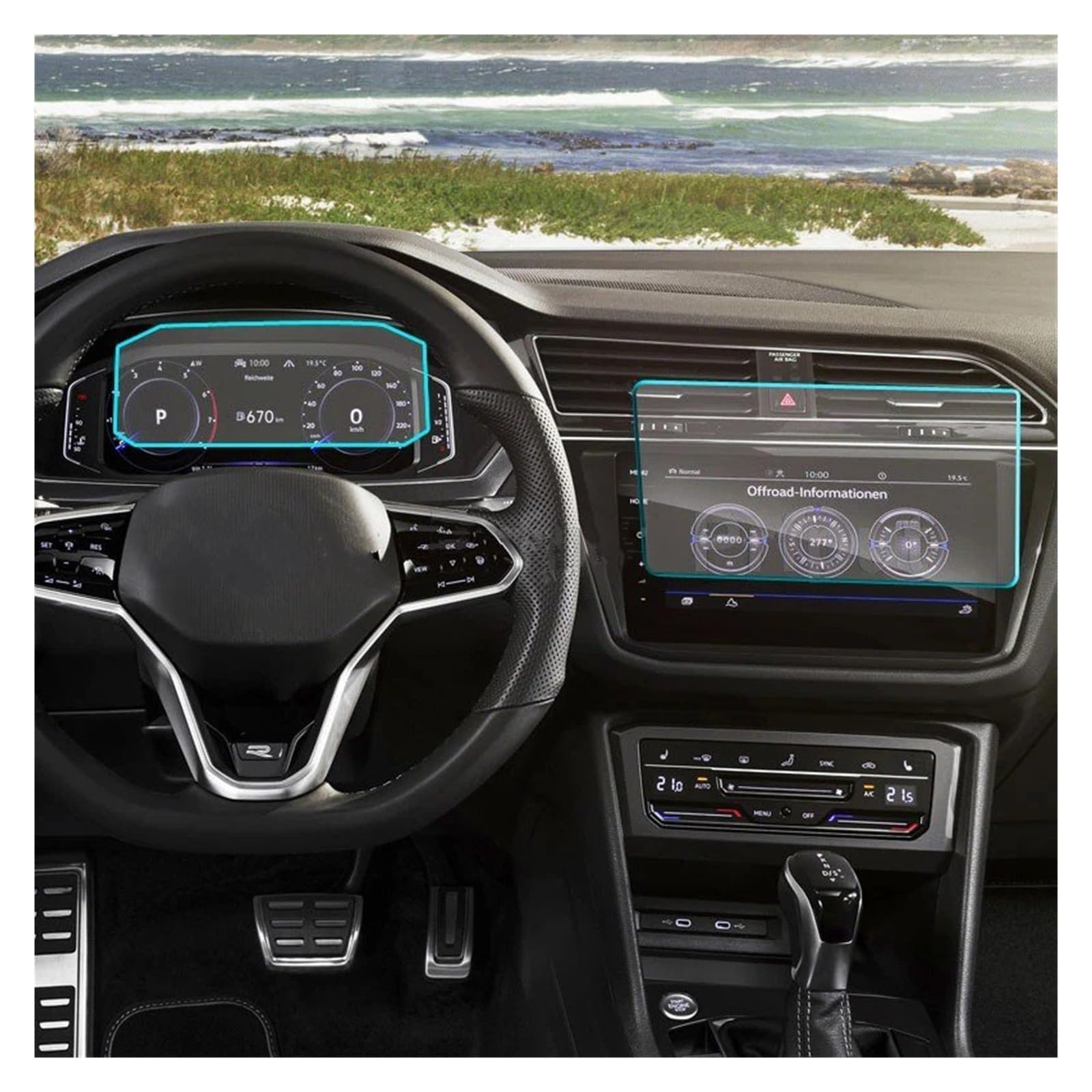 Für Tiguan Für Allspace 2022 Dashboard Auto Navigtion Gehärtetem Glas LCD Screen Schutz Film Aufkleber Schutz Navigation Schutzfolie Aus Gehärtetem Glas(GPS and Instrument) von YAKISA