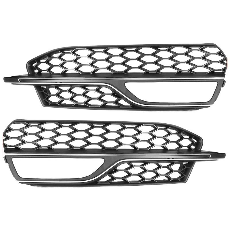 Kühlergrille Für A3 Für S-Linie S3 2014 2015 2016 1 Paar Honeycomb Mesh Nebel Lampe Abdeckung Racing Grill Auto Front Stoßstange Nebel Licht Kühlergrill Abdeckung Auto Frontgrill(Chrome Silver) von YAKISA