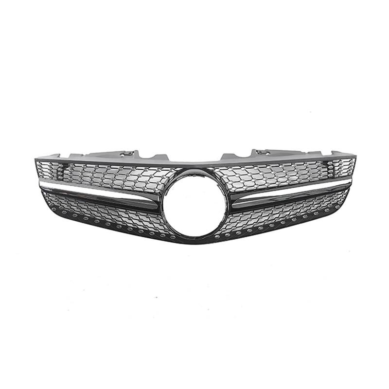 Kühlergrille Für Benz R230 Für SL-Klasse 2009 2010 2011 2012 SL500 SL550 SL600 Schwarz Silber Auto Oberen Stoßstange Haube Mesh Front Grille Grill Auto Frontgrill(Black) von YAKISA