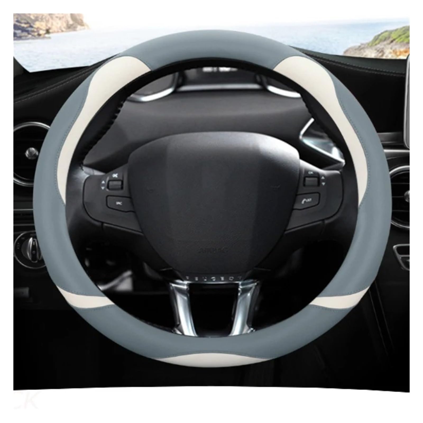 Lenkradbezug Für Peugeot 208 2012~2018 Für Peugeot 308 2014~2021 2008 2013~2018 Autozubehör Mikrofaser Leder Auto Lenkradbezug Lenkrad Schutzhülle(C) von YAKISA