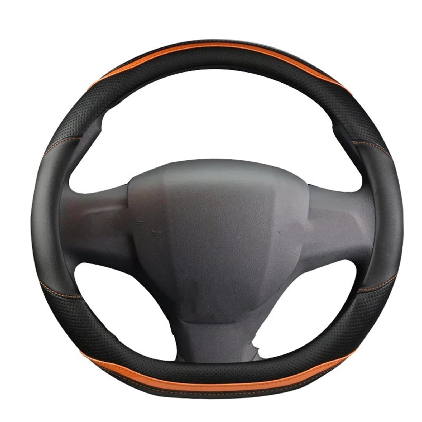 Lenkradbezug Für Peugeot Für Expert Für Traveller Für Tepee Für Van Auto Lenkradbezug Mikrofaser Leder Kohlefaser Autozubehör Lenkrad Schutzhülle(D Shape- Orange) von YAKISA