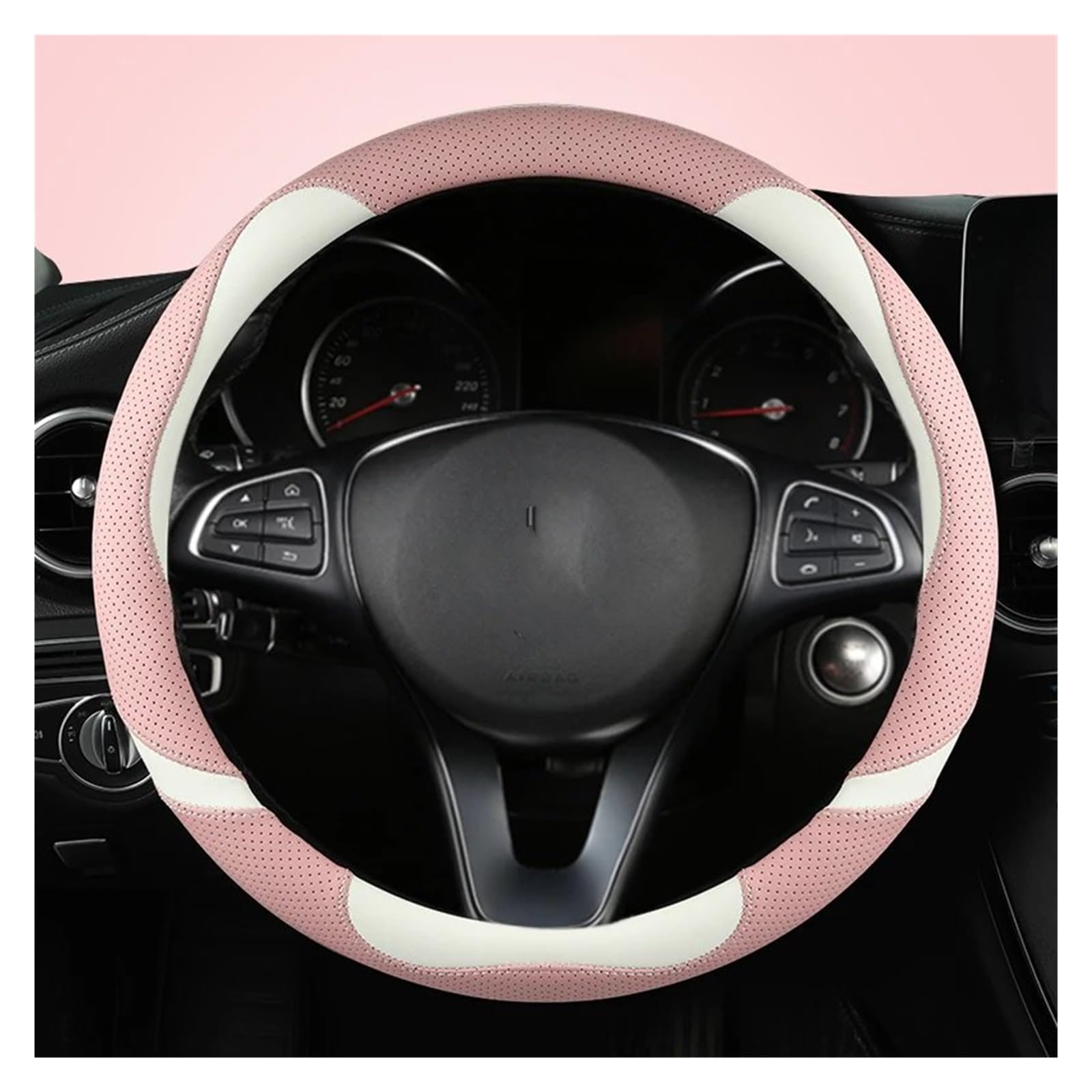 Lenkradbezug Für Scenic 1 2 3 4 Für Grand Für Scenic Für Megane Auto Lenkradbezug Mikrofaser Leder Autozubehör Lenkrad Schutzhülle(PINK O Shape) von YAKISA