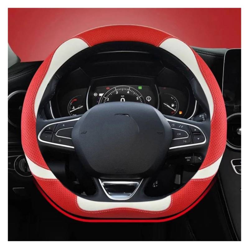 Lenkradbezug Für Scenic 1 2 3 4 Für Grand Für Scenic Für Megane Auto Lenkradbezug Mikrofaser Leder Autozubehör Lenkrad Schutzhülle(RED D Shape) von YAKISA