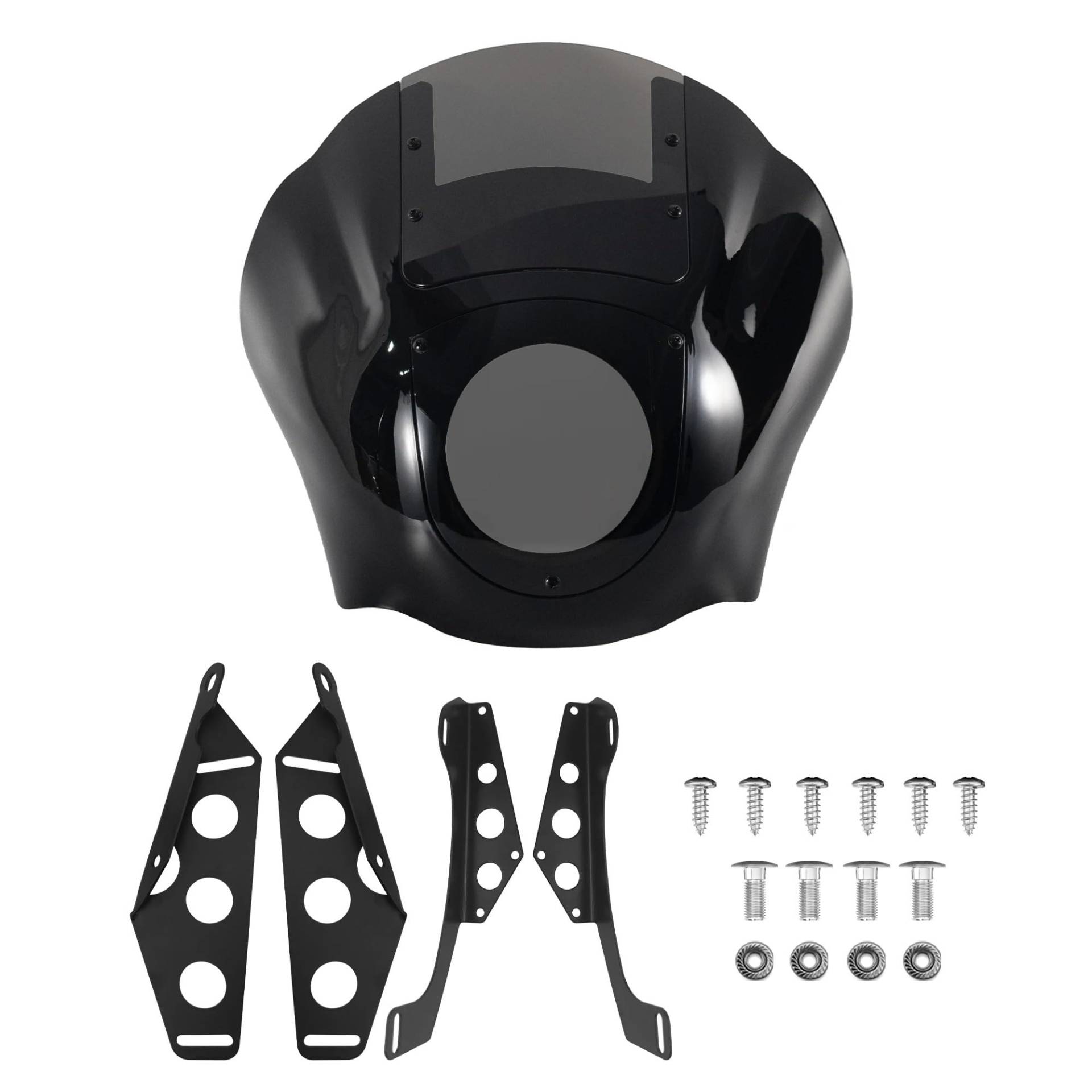 Motorrad Windschild Für FXR 1986-1994 Und Für Dyna 1995-2005 Motorrad Fairng Windschutzscheibe Kit Windschutzscheibe Schwarz ABS Viertel Verkleidung PC Wind Windabweiser Windschutzscheibe(6006-smoke w von YAKISA