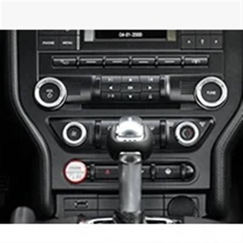 PanelMittelkonsole Für Ford Für Mustang 2015-2023 AC Control Schalter Taste Trim Volumen Einstellen Knopf Aufkleber Zentrale CD Panel Abdeckung Mittelkonsole Styling(5pc 9073) von YAKISA