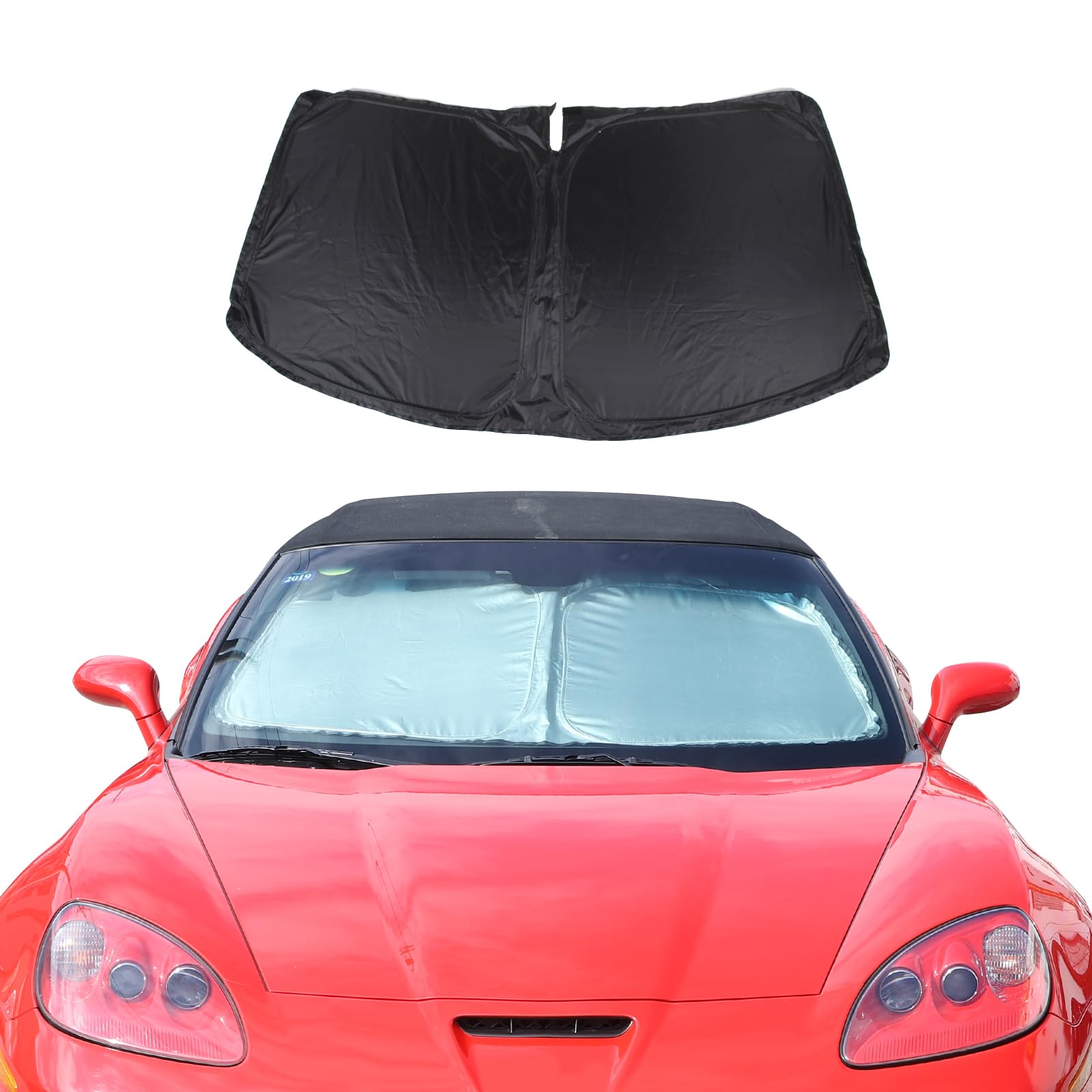 YANER Auto-Sonnenschutz für die Windschutzscheibe, kompatibel mit Chevrolet Corvette C6 2005–2013, Sonnenschutz für die Frontscheibe,blockiert UV-Strahlen, Sonnenblendenschutz, Hitzeschild von YANER