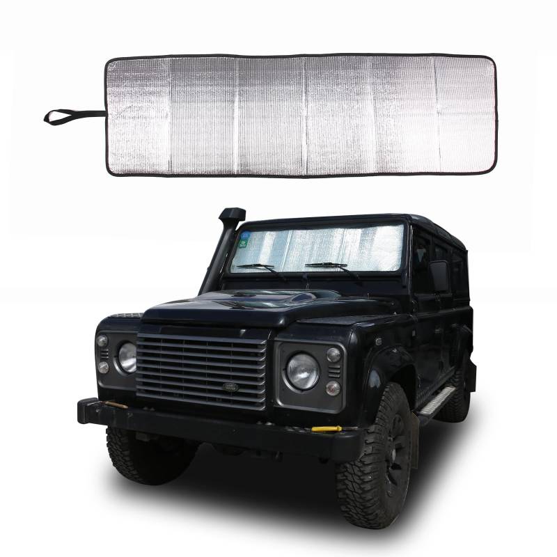 Auto Windschutzscheibe Sonnenschutz UV Ray Reflektor für Land Rover Defender 90 110 2004-2018 Frontscheibe Sonnenschutz Schutzabdeckung Faltbare Reflektierende Sonnenblende von YANER