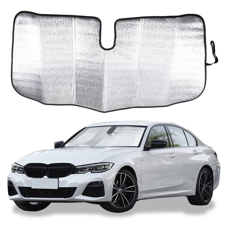 Auto Windschutzscheibe Sonnenschutz UV-Strahlen Reflektor für BMW 3er G20 G28 2019-2022 Frontfenster Sonnenschutz Abdeckung Faltbare Reflektierende Sonnenblende von YANER