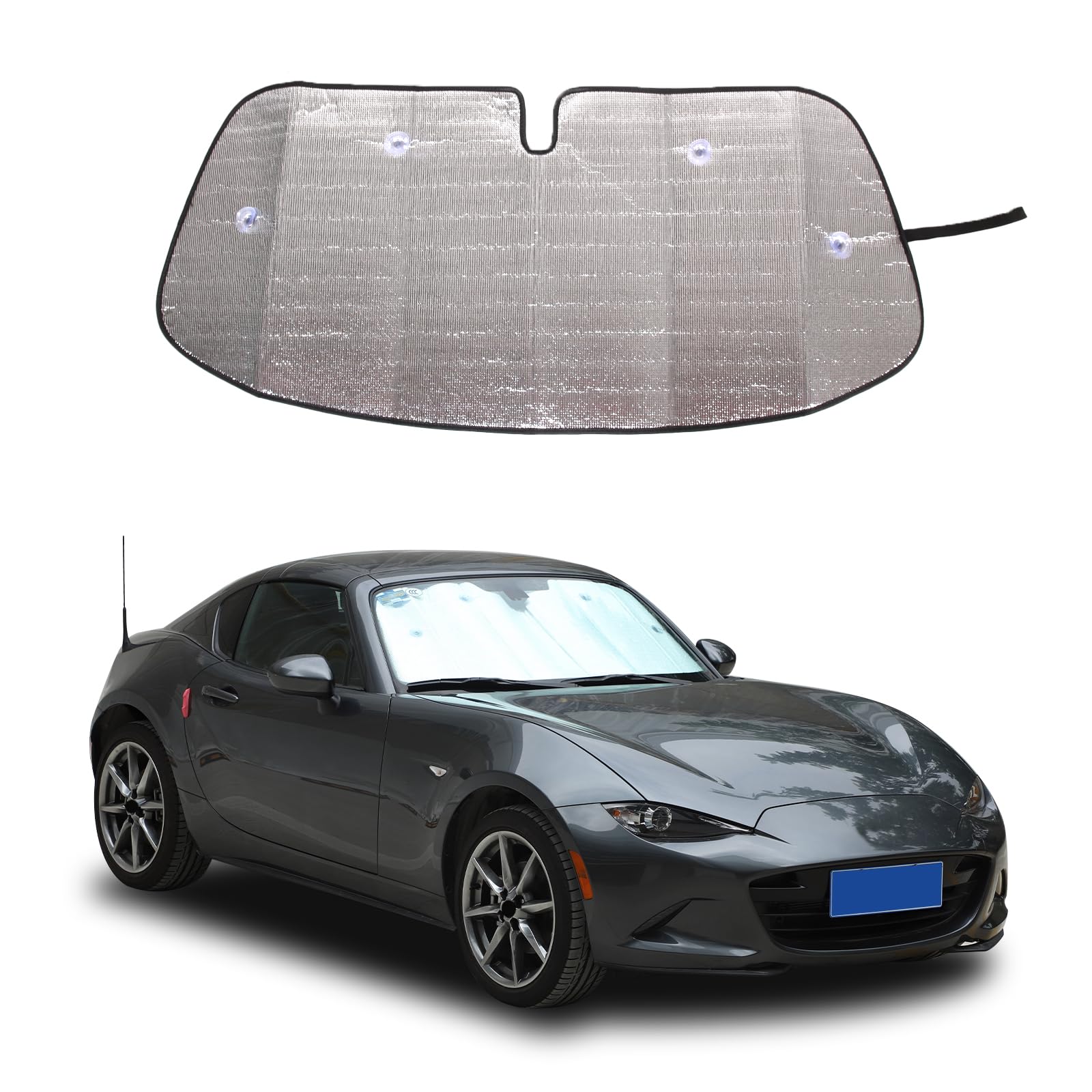 Auto Windschutzscheibe Sonnenschutz UV-Strahlen Reflektor für Mazda MX-5 RF Miata 2009-2015 Frontfenster Sonnenschutz Abdeckung Faltbare reflektierende Sonnenblende von YANER