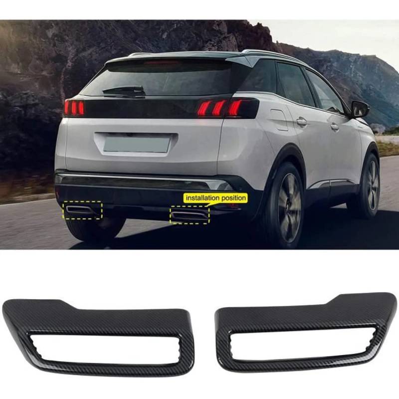 Kohlefaser Auspuff Spitze Auspuff Baffle Kunststoff Schalldämpfer für Peugeot 3008 / GT 2017 2018 2019 2020 2021 5008 / GT von YANER