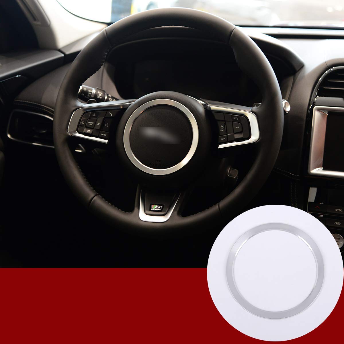 Lenkrad-Ring-Emblem, Aufkleber, Dekoration, Abdeckung, Aufkleber für Jaguar XFL XE XEL XJ F-PACE F-TYPE, Aluminiumlegierung, Lenkradverkleidung, Rahmen von YANER
