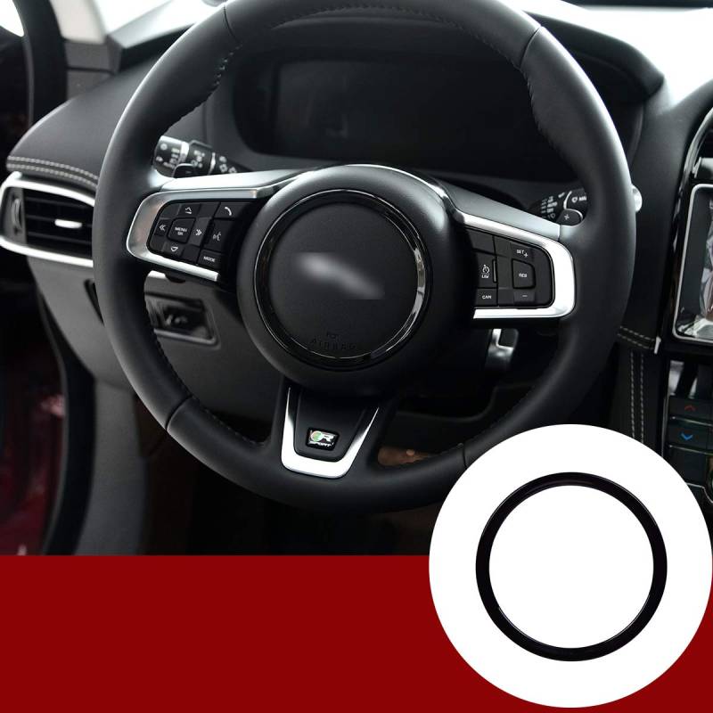 Lenkrad-Ring-Emblem, Dekoration, Aufkleber, Aufkleber für Jaguar XFL E-PACE XEL F-PACE, ABS-Lenkrad-Panel-Rahmen von YANER