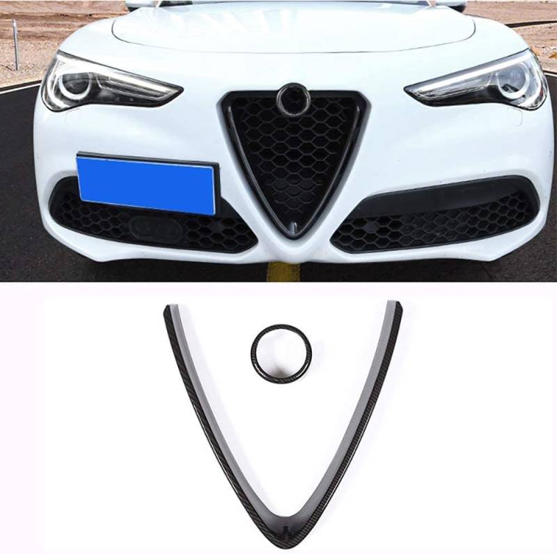 YANER ABS Chrom Front Grill Dekoration Rahmen Trim 2 Stück für Alfa Romeo Stelvio 2017 2018 2019 2020 (nicht passend für Quadrifoglio!!!) (Kohlefaser) von YANER