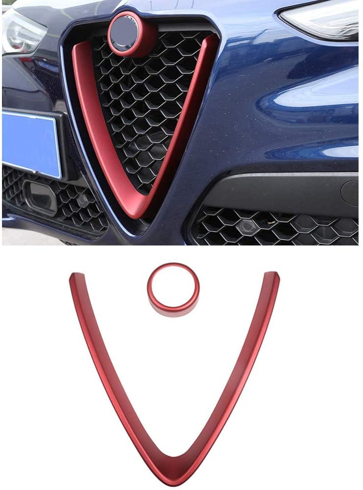 YANER ABS Chrom Front Grill Dekoration Rahmen Verkleidung 2 Stück für Alfa Romeo Stelvio 2017 2018 2019 2020 (nicht passend für Quadrifoglio!!!)(mattiertes Rot) von YANER