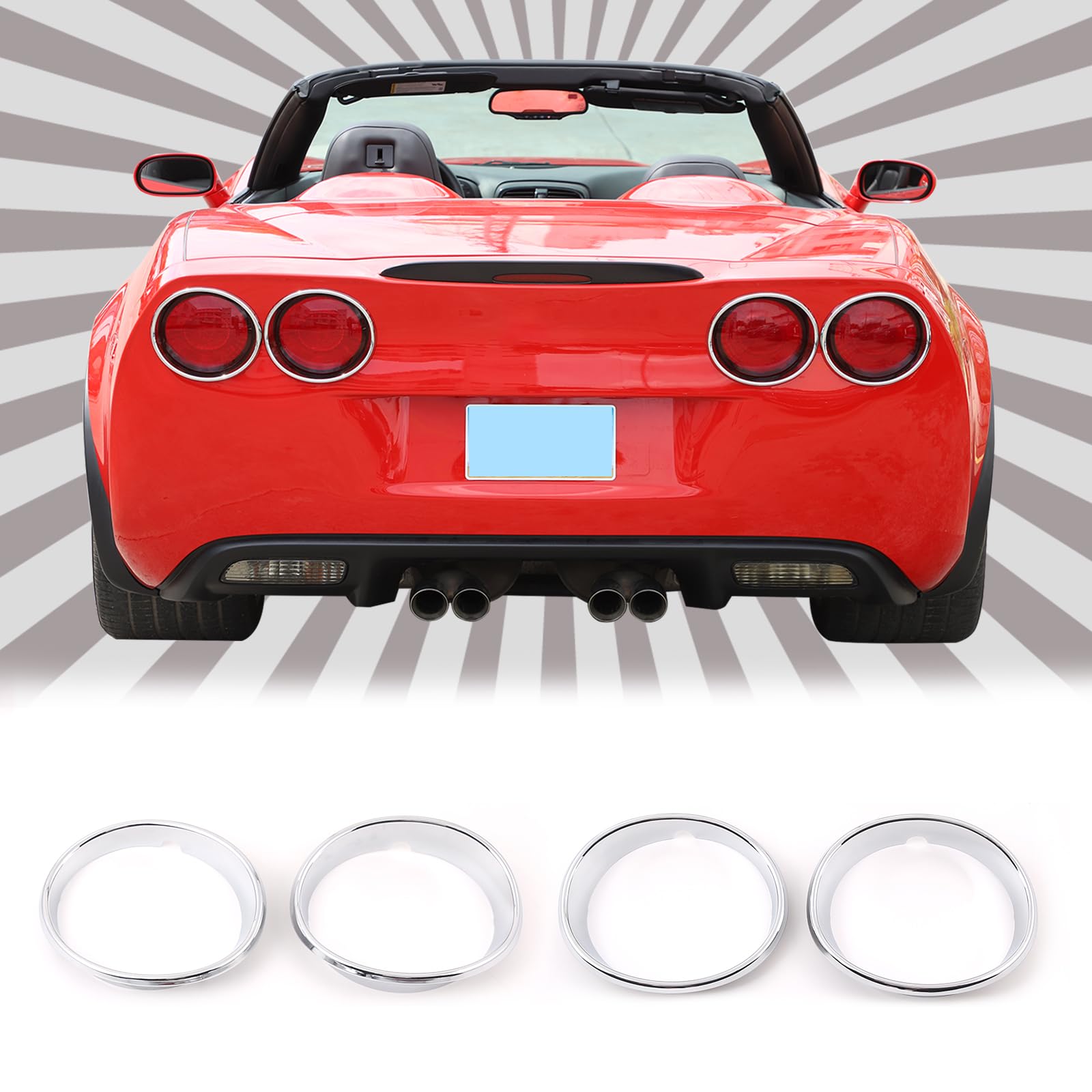 YANER Auto-Rücklicht-dekorativer Ring, kompatibel mit Chevrolet Corvette C6 2005–2013, dekorative Rahmenabdeckung, Außenzubehör, 4 Stück von YANER