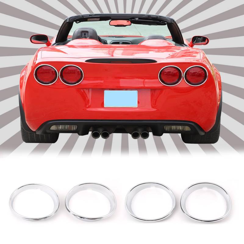 YANER Auto-Rücklicht-dekorativer Ring, kompatibel mit Chevrolet Corvette C6 2005–2013, dekorative Rahmenabdeckung, Außenzubehör, 4 Stück von YANER