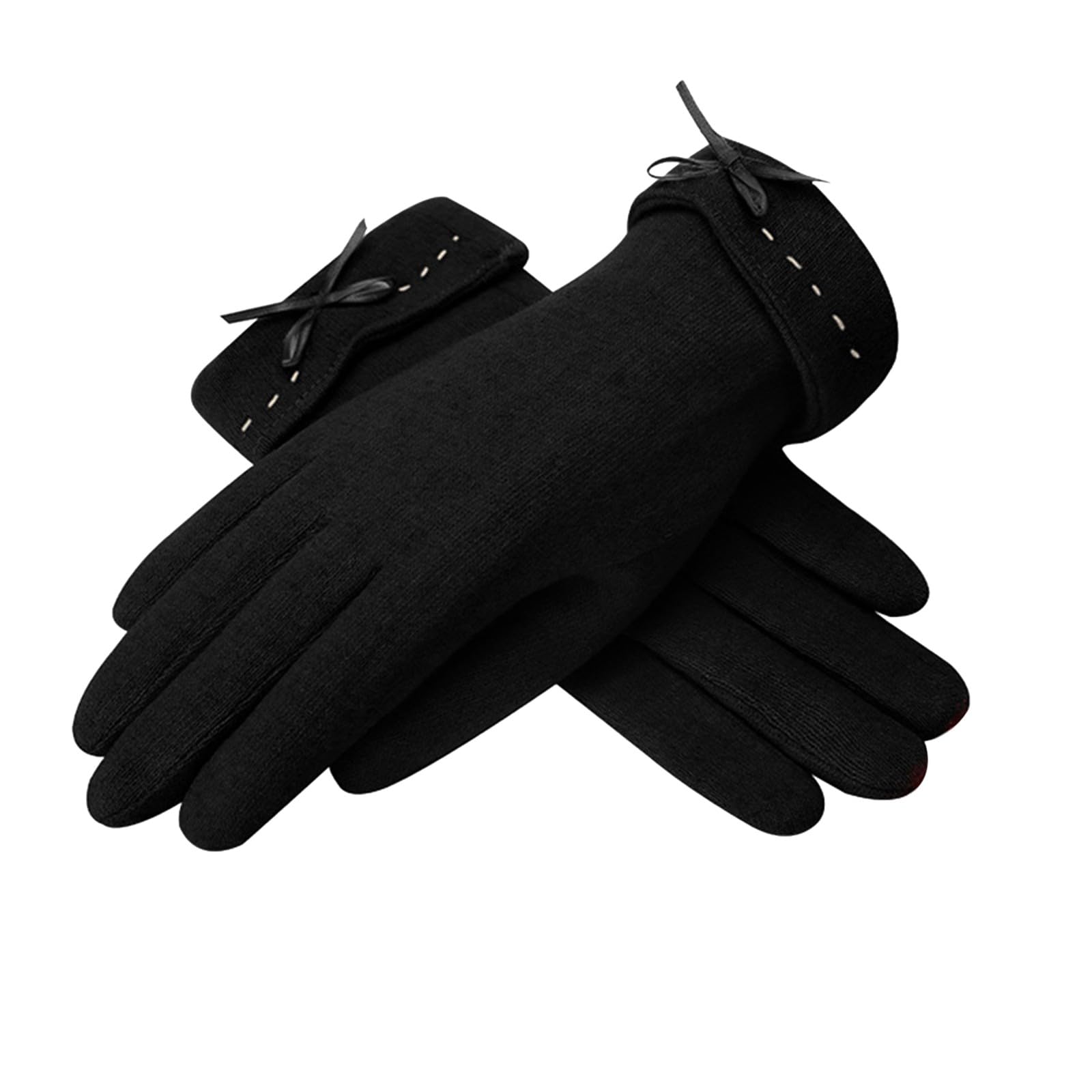 YANFJHV Damen Winter Einfarbig Plüsch Dicke Isolierung Alle Finger Kalte Handschuhe Hochzeit Braut Accessoires (Black, One Size) von YANFJHV