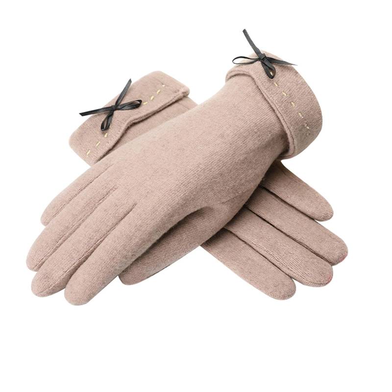 YANFJHV Damen Winter Einfarbig Plüsch Dicke Isolierung Alle Finger Kalte Handschuhe Hochzeit Braut Accessoires (Khaki, One Size) von YANFJHV