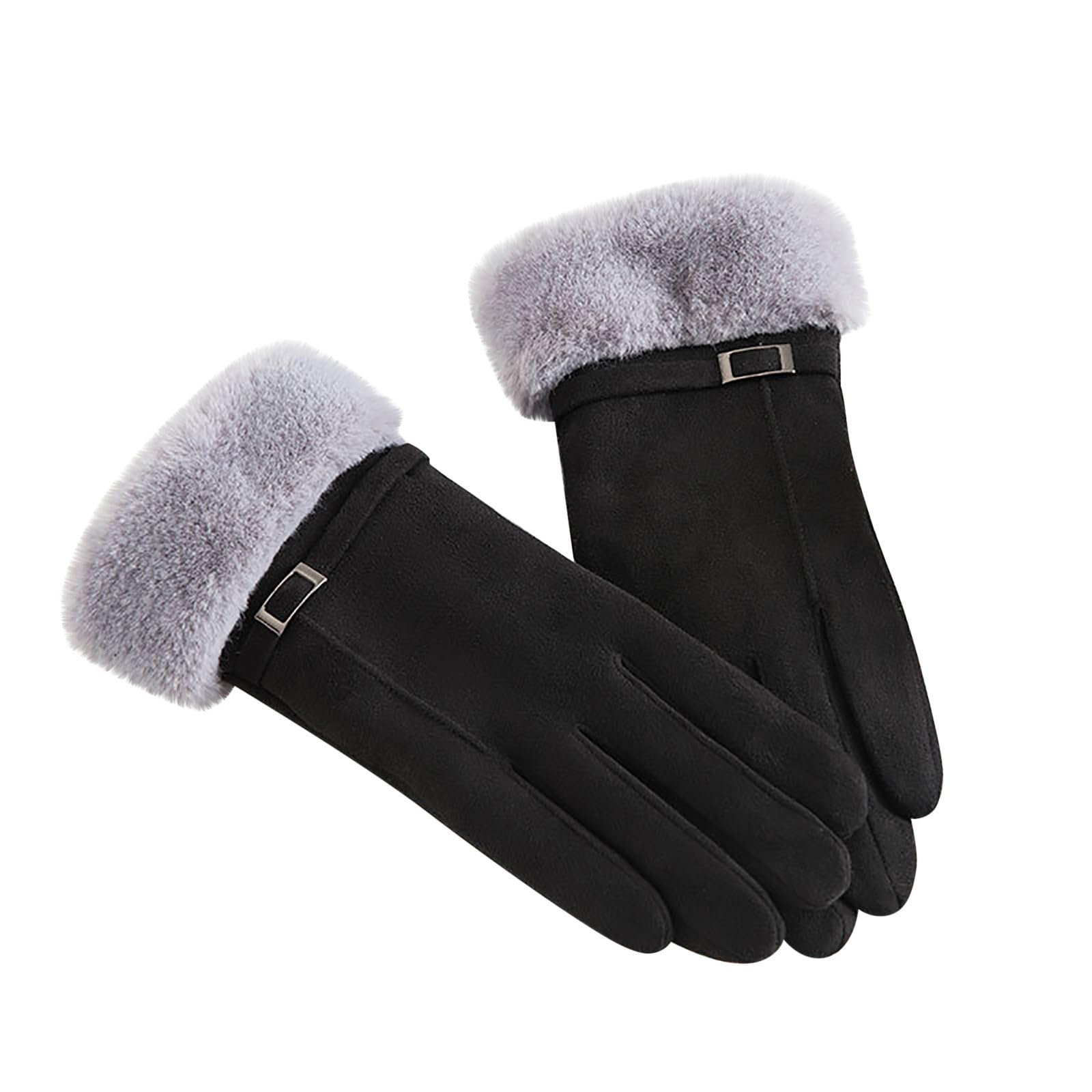 YANFJHV Handschuh Wintermuster Warme Handgelenkhandschuhe Fäustlinge Fahren Ski Damen Wintersportausrüstung Winterhandschuhe Damen Blau (Black, One Size) von YANFJHV