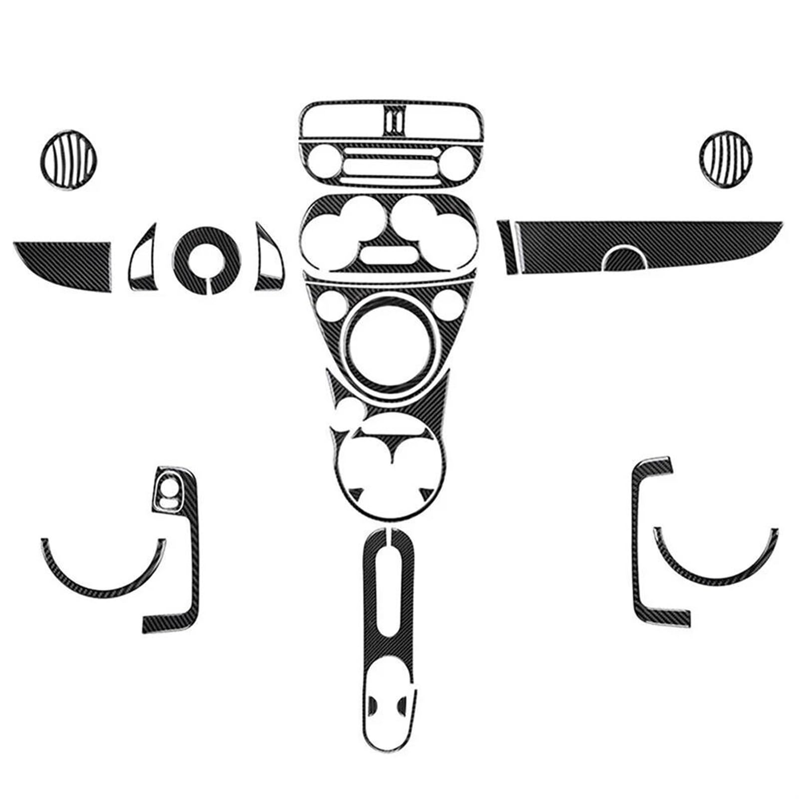 Mittelkonsole Interieurleisten Aufkleber Für FIAT 500 2012-2015 29-teiliges Auto-Carbonfaser-Innenausstattungs-Komplettset, Abdeckung, Dekoration, Aufkleber, Zierzubehör Panel Schutz Rahmen Trim Auf von YANGTINGTING