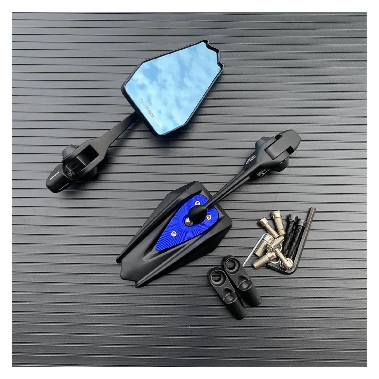 Motorrad Außenspiegel Motorrad CNC Aluminium Rückansicht Spiegel Für Suzuki Für Kawasaki 2013 2014 2015 2016 2017 2018 2019 Motorrad Rückspiegel(Blau) von YANGTINGTING