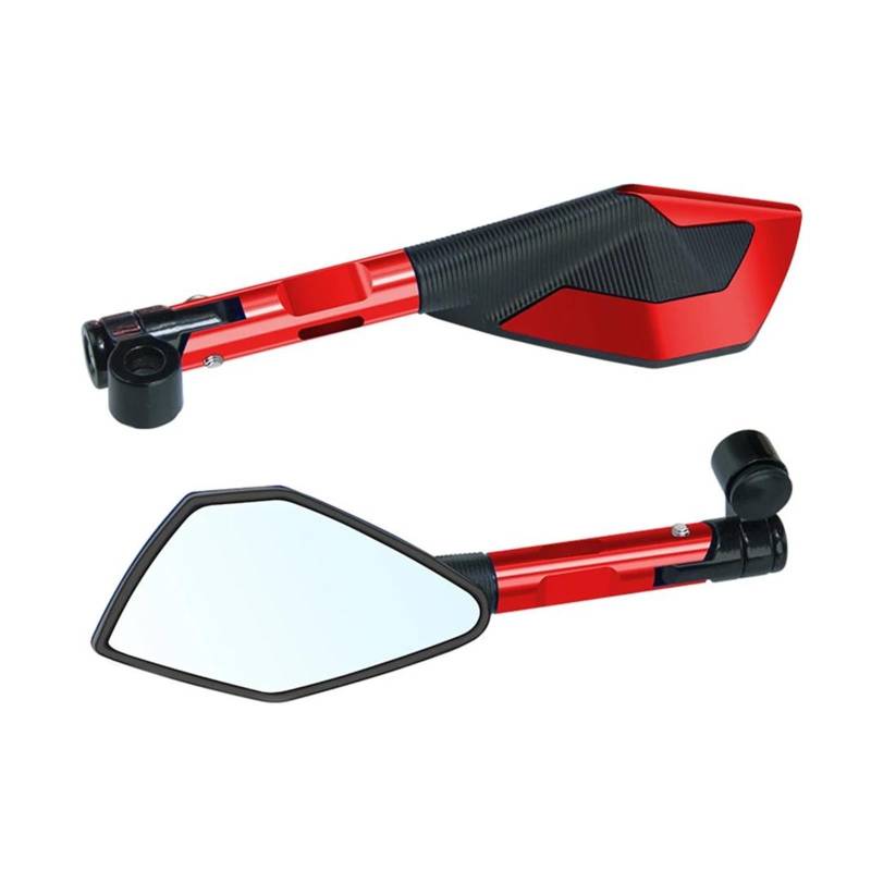 Motorrad Außenspiegel Motorrad Rückspiegel Aluminium Legierung Fünfeckigen Seite Spiegel Lenker Halterung Universal Für Motobiker Für ATV Motorrad Rückspiegel(Red) von YANGTINGTING