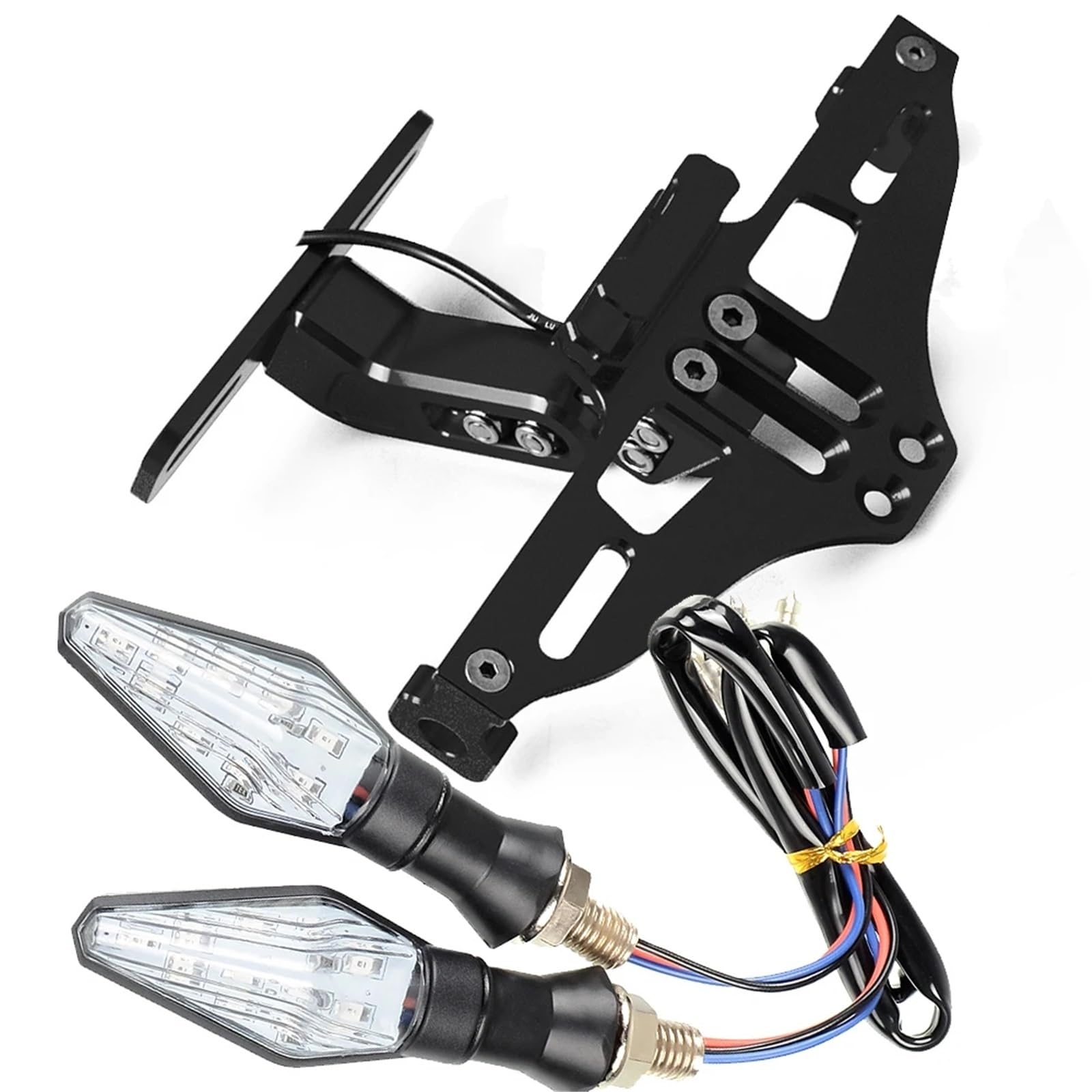 YAQEMOE Kennzeichenhalter Motorrad Kompatibel Mit Z250 Für Z250SL Für Z300 Für Z750 Für Z800 Für Z1000 Motorrad-Kennzeichenhalterung Hinten Mit Licht(Black) von YAQEMOE