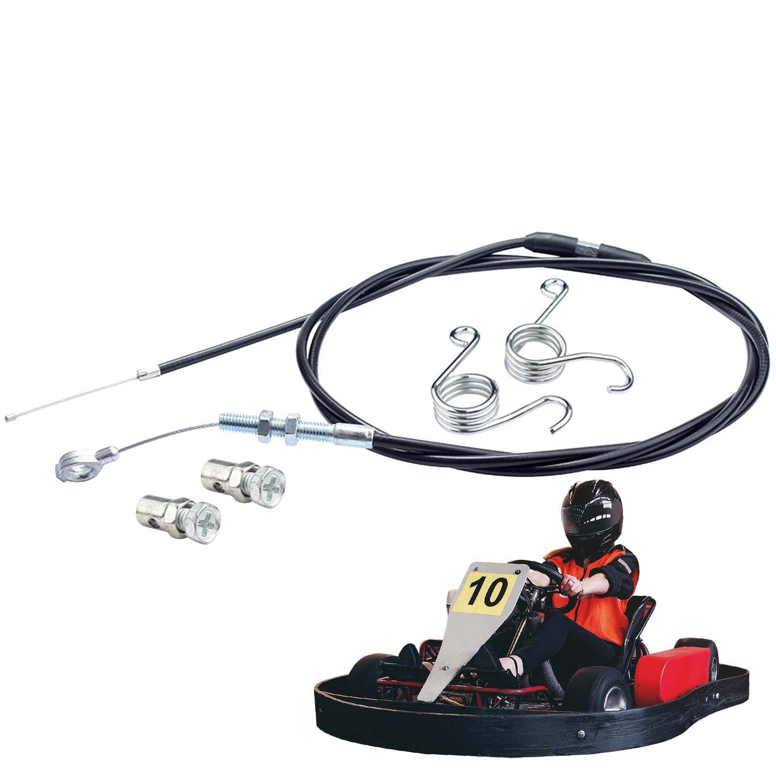 Gaszug gerade, Gaszug-Set, Go Cart Ersatzteile mit Bremspedalfedern - 75 Zoll Go Kart Zubehör Teile Gaszug Verbesserter für von YAVQVIN