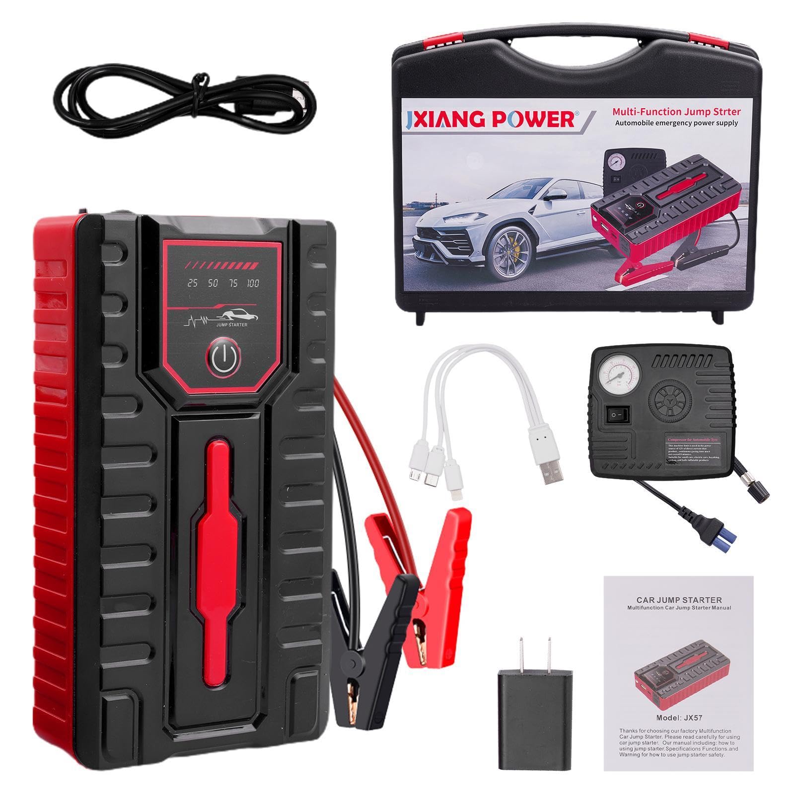 Powerbank Car Jumper, Starthilfe Powerbank, tragbarer Start für Auto | Tragbares Ladegerät für Auto | stabiles und intelligentes Ladegerät für Auto von YAVQVIN